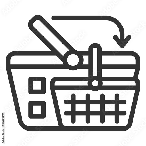 Reducing the size of the consumer basket - icon, illustration on white background, outline style