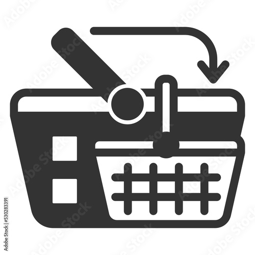 Reducing the size of the consumer basket - icon, illustration on white background, glyph style