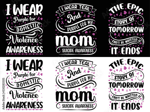 Suicide awareness typography t-shirt design bundles