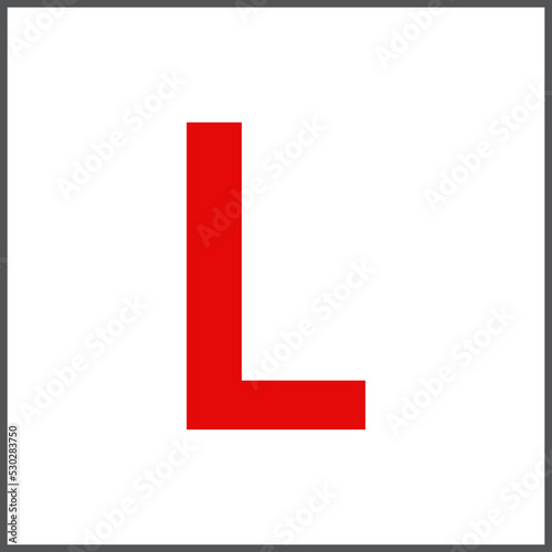 Driving school sign. A square with a white background.
