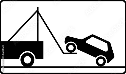 The sign is a tow truck. Vector image.