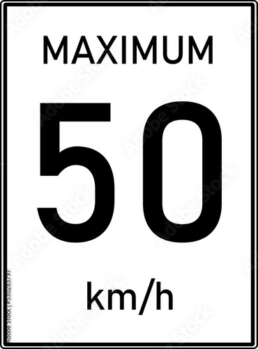 Maximum speed limit on the road. Vector image.