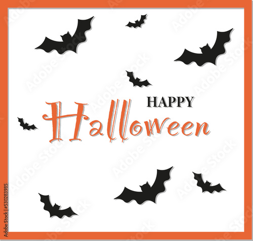 halloween banners with bats in orange frame