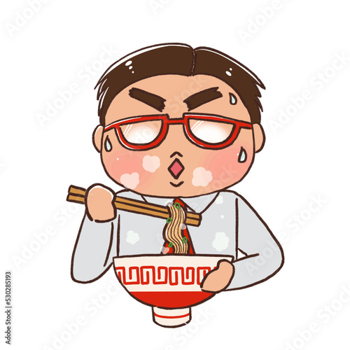 ラーメンを食べるサラリーマン