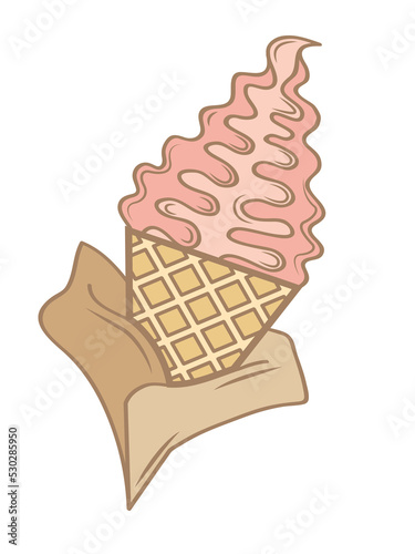 Ice cream illustration, colorful flat simple ice cream icon illustration.