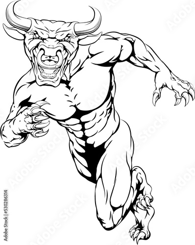Running bull mascot photo