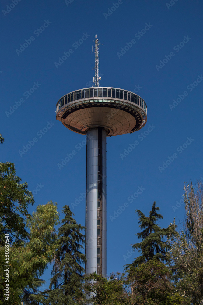 View from below of the Moncloa Lighthouse in Madrid. View from below of the Moncloa Lighthouse in Madrid.