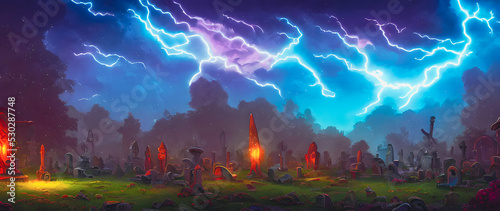 Artistic concept painting of pet cemetery  background illustration.