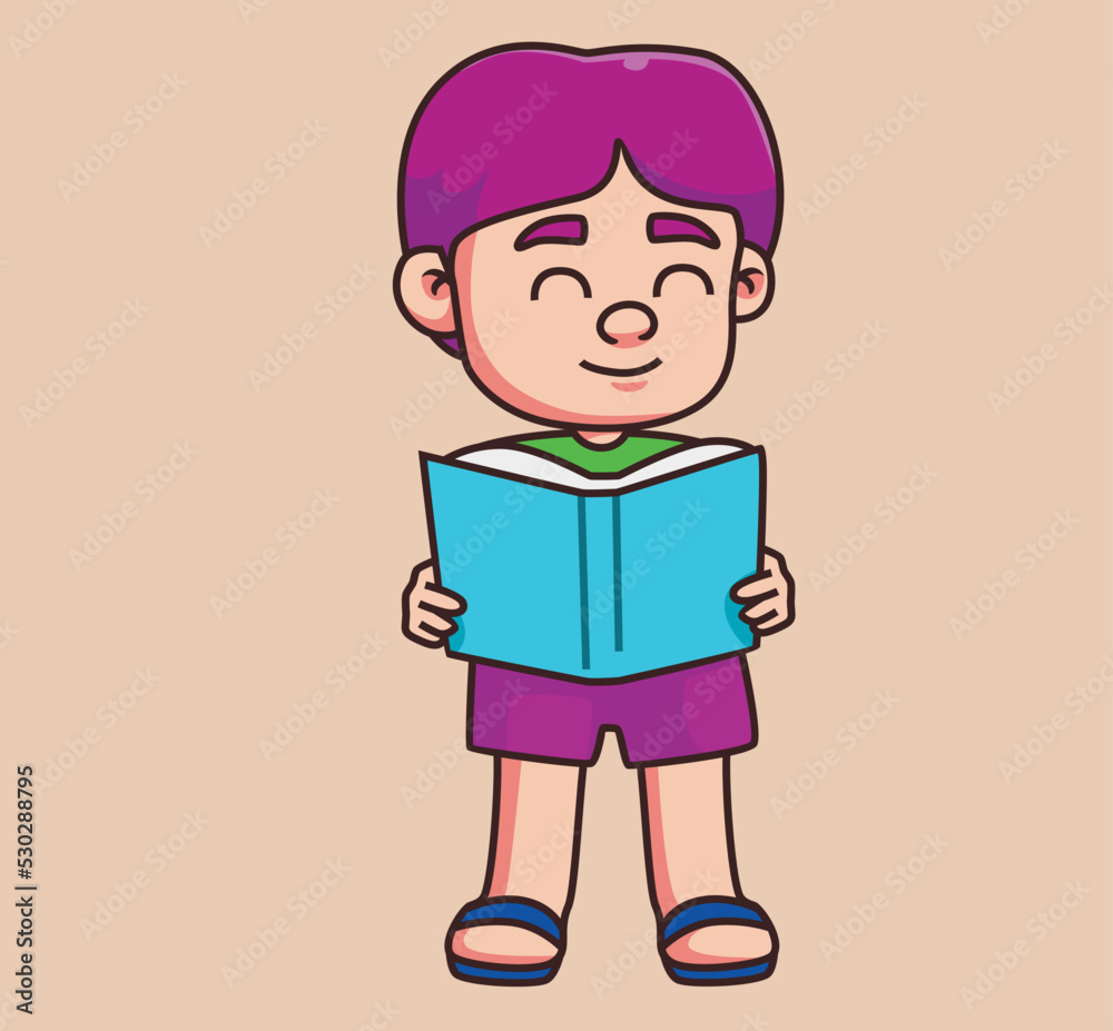 children reading a book. cartoon illustration isolated children reading a book. cartoon illustration isolated