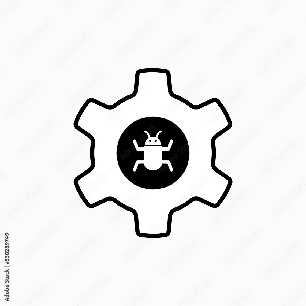 Obraz premium Debug Icon and Gear. Anti Virus Setting Symbol - Vector. 