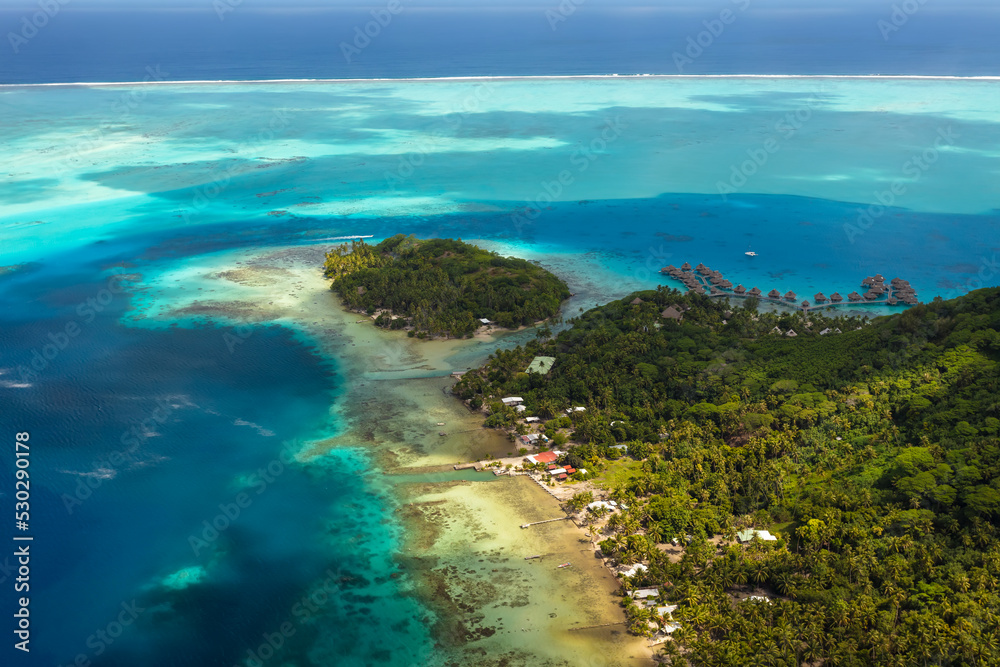 Aerial Bora Bora Island French Polynesia Pacific Atoll