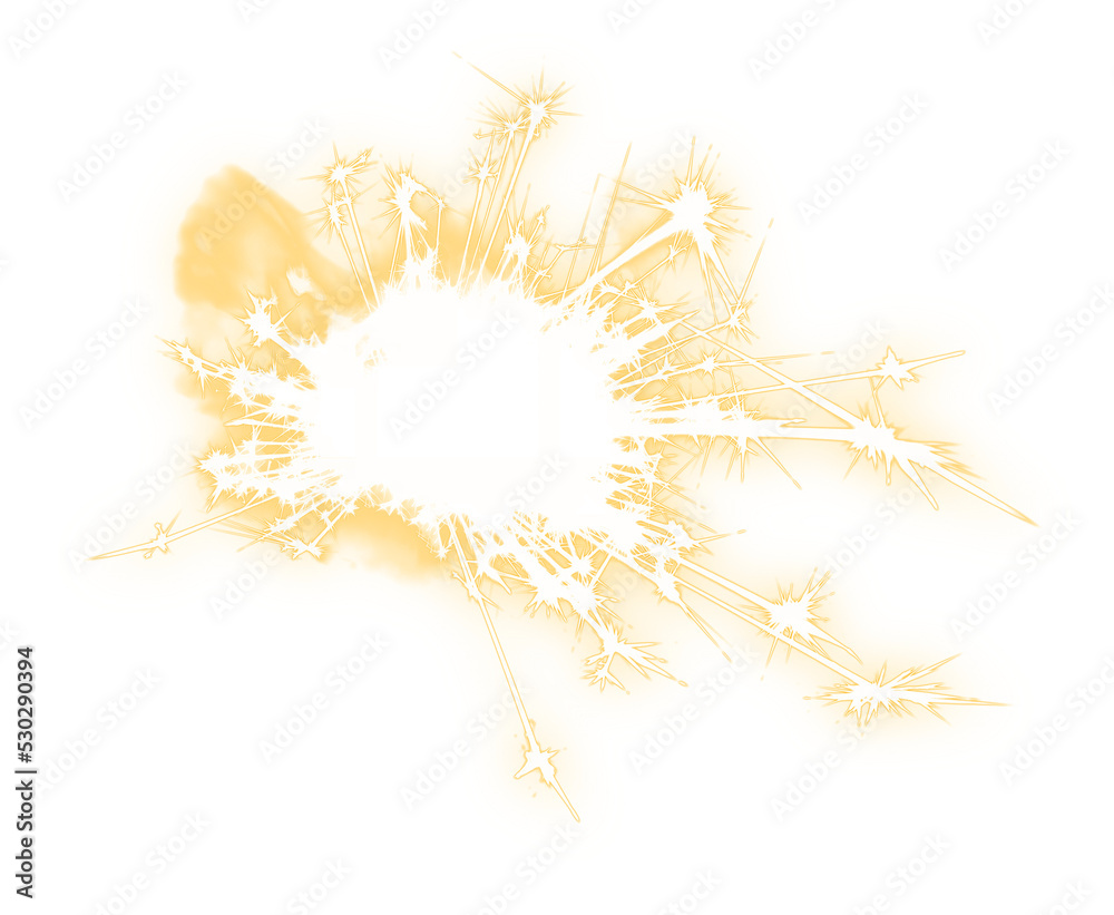 Sparkler bengal fire effect as isolated PNG element on transparent background