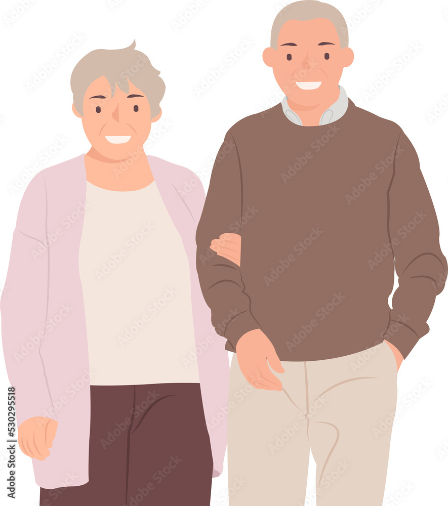 Cartoon daily life people character elder couple wife and husband Cartoon daily life people character elder couple wife and husband
