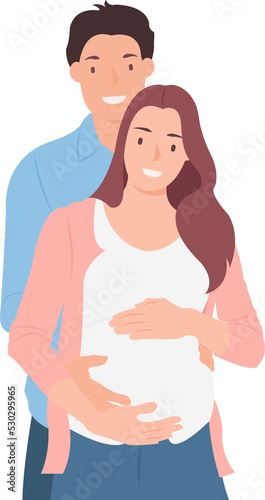 Cartoon daily life people character pregnant wife and husband © Phoebe Yu