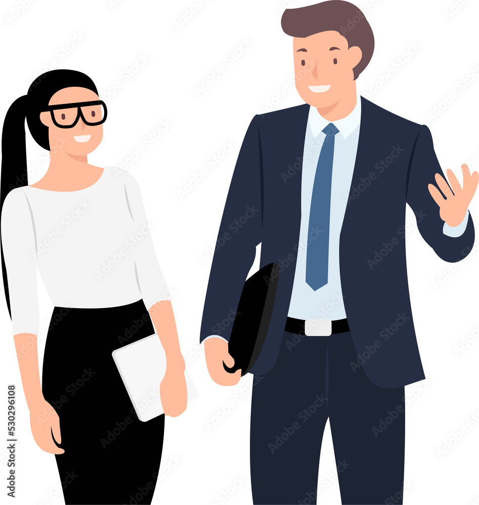 Fototapeta premium Cartoon daily life people character colleagues talking to each other