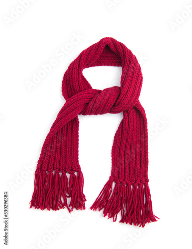 Red warm scarf on a white background