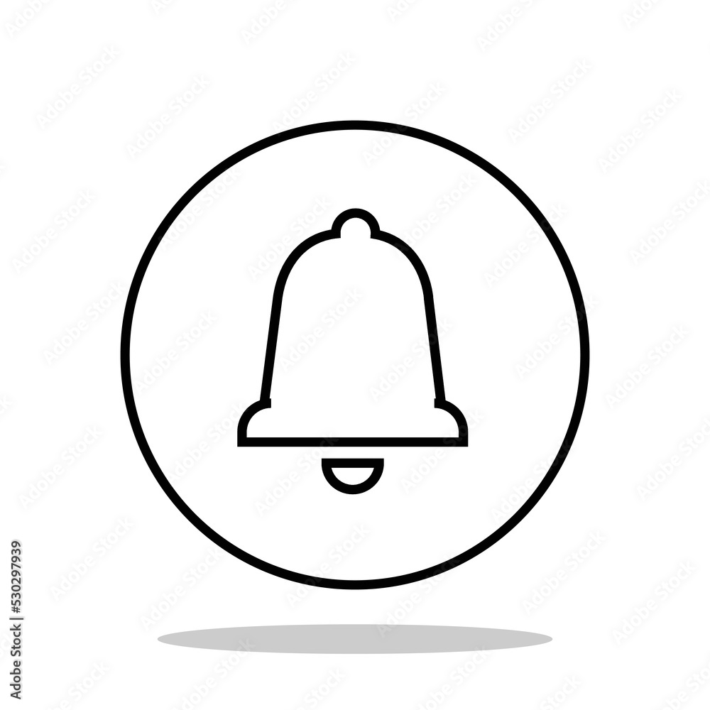 Vector Outline Bell Icon inside circle frame, Alarm, Handbell line isolated sign. Isolated on white background. Bell Notification Minimal Icon. Website and social media icon. Vector Line Style Bell. Vector Outline Bell Icon inside circle frame, Alarm, Handbell line isolated sign. Isolated on white background. Bell Notification Minimal Icon. Website and social media icon. Vector Line Style Bell.