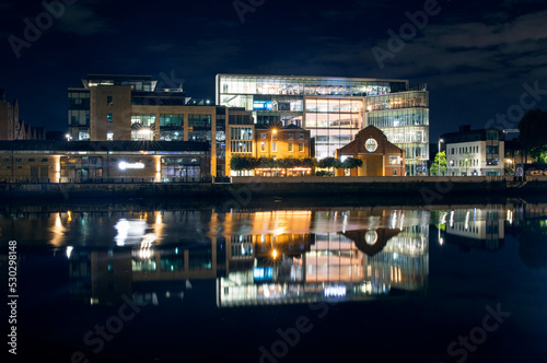  Hubspot  architecture offices on the shore of the River Liffey in Dublin illuminated at night