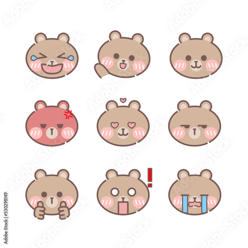 Set of Bear emoticons