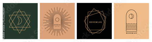 Logo in a modern style. Vector linear icon. Boho characters - solar logo design templates - abstract design elements for modern minimalist style social media posts and stories.