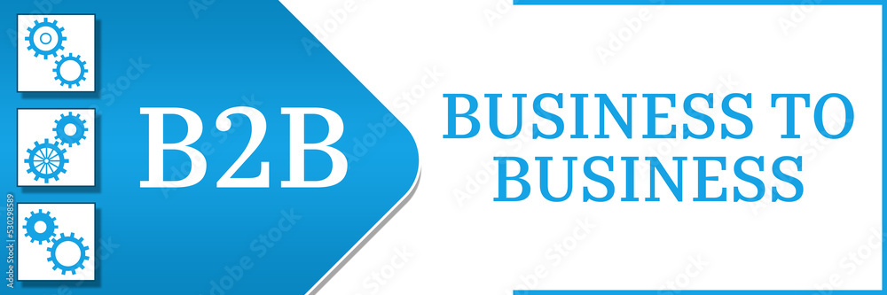 B2B - Business to Business Blue Triangle Left Text Gears B2B - Business to Business Blue Triangle Left Text Gears