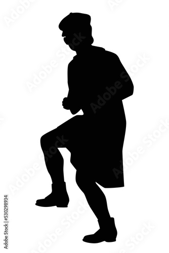 Flashing man in coat silhouette vector on white background photo