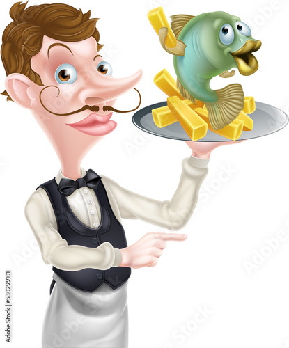 Cartoon Fish and Chips Wait...