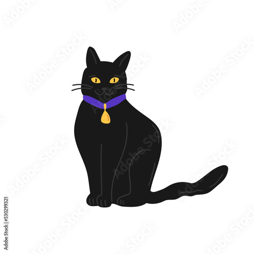 A black cat. Halloween collection. Flat vector illustration