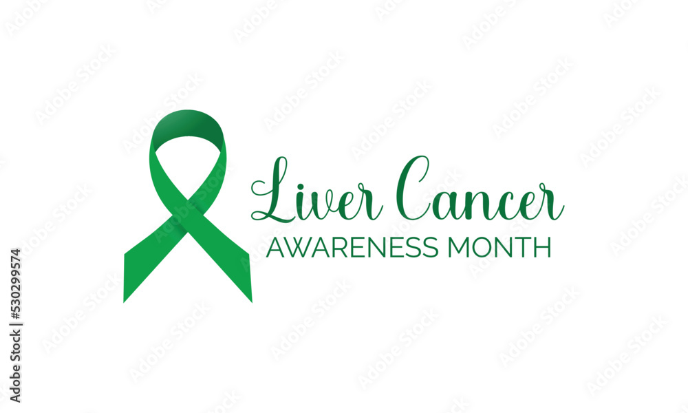 liver cancer awareness. Green Color Ribbon Calligraphy Poster Design. Vector Illustration liver cancer awareness. Green Color Ribbon Calligraphy Poster Design. Vector Illustration