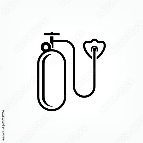 Oxygen Tubes Icon. Breathing and Industrial Equipment Symbol - Vector.  
