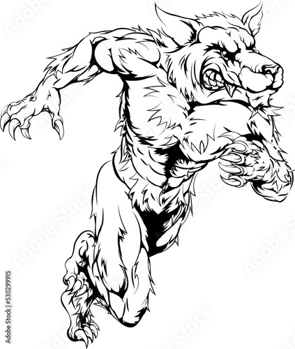 Werewolf wolf sports mascot...