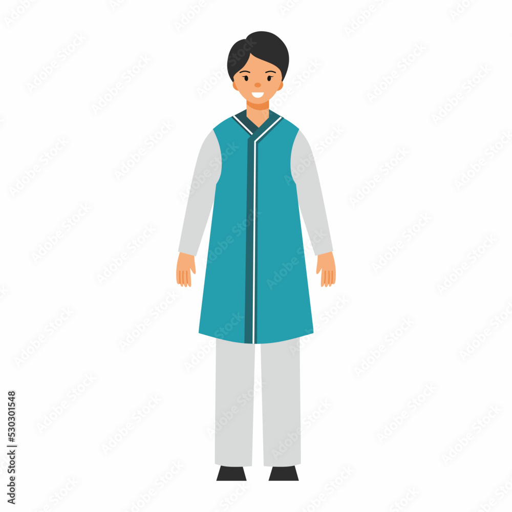 Man in traditional Korean costume. Hanbok. Vector illustration in cartoon style. Culture and traditions of Asia. Man in traditional Korean costume. Hanbok. Vector illustration in cartoon style. Culture and traditions of Asia.