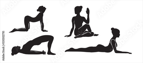 yoga motion people silhouettes for back pain