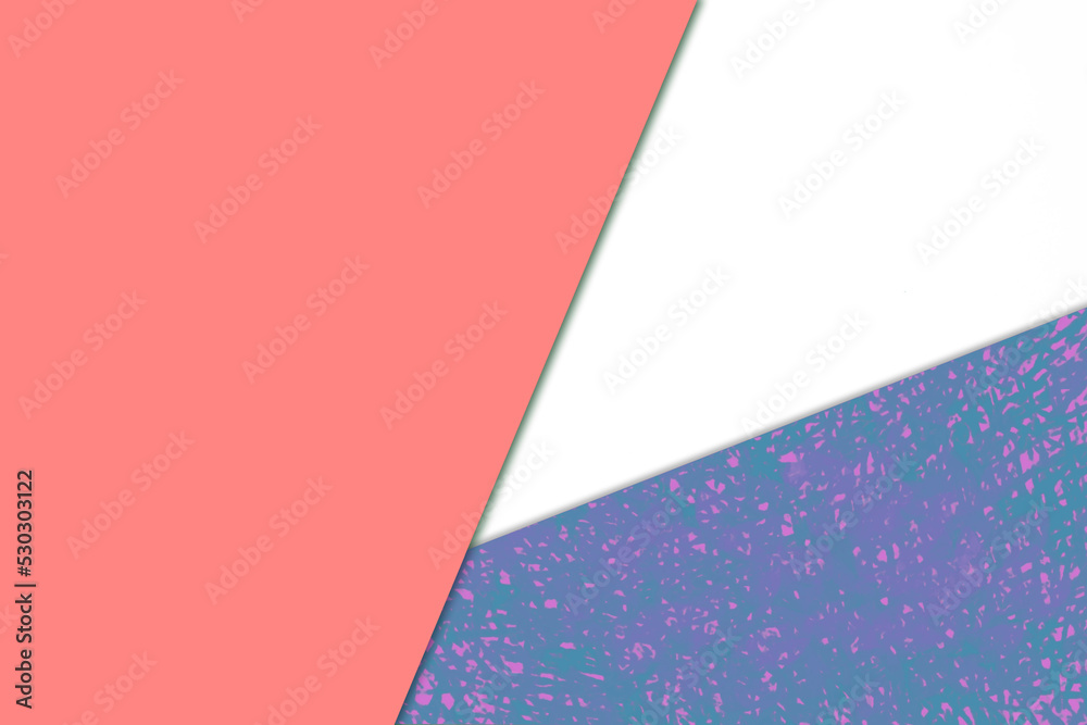 Plain vs textured bright fresh shades of peach purple blue and white color papers intersecting to form a triangle shape for cover design Plain vs textured bright fresh shades of peach purple blue and white color papers intersecting to form a triangle shape for cover design