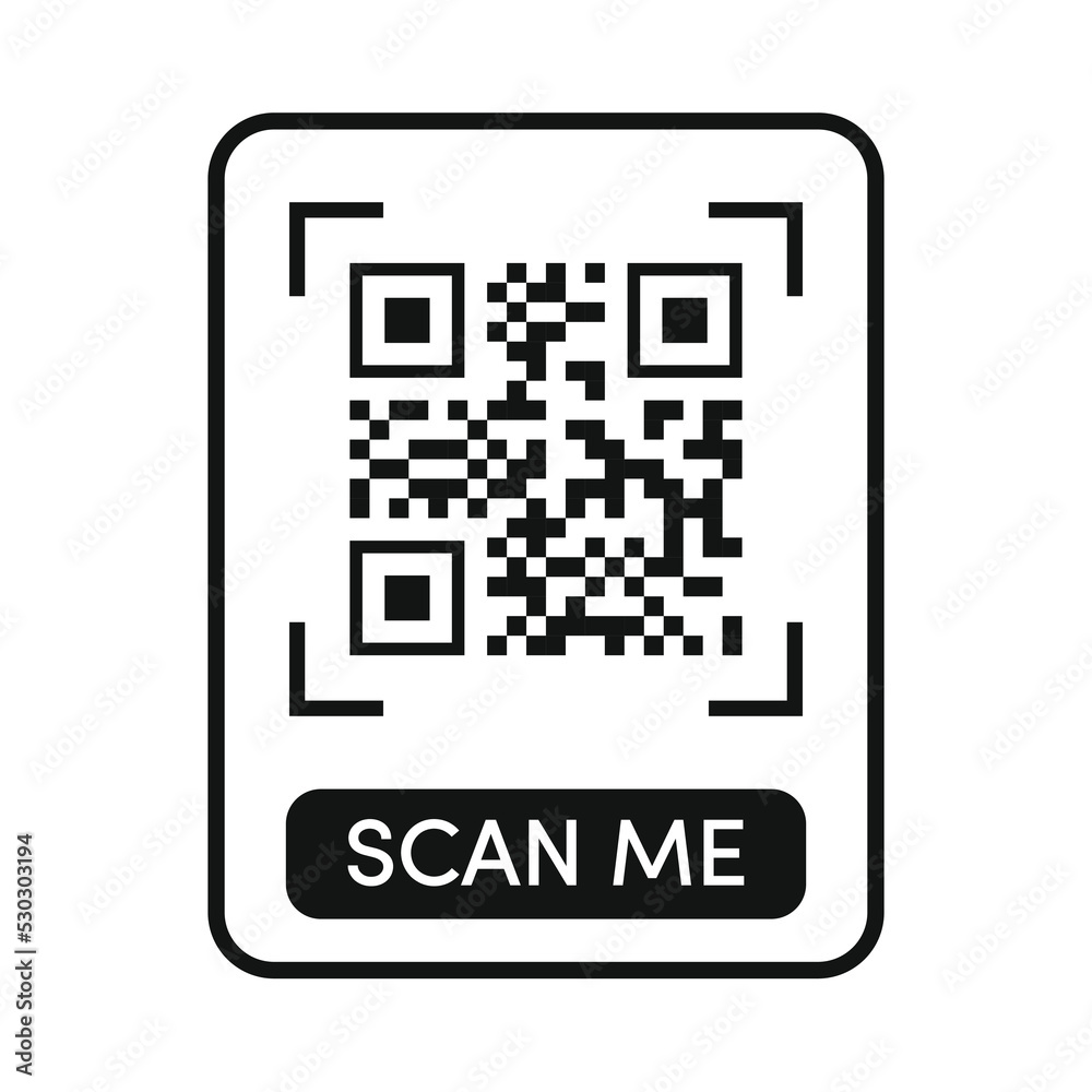 Qr code frame vector line frame. Scan me tag. Qr code mock up. Barcode smartphone id icon, mobile payment and identity isolated on white background. Qr code frame vector line frame. Scan me tag. Qr code mock up. Barcode smartphone id icon, mobile payment and identity isolated on white background.