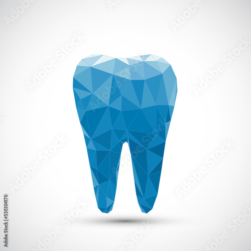 Logo polygonal tooth isolated on white background.
