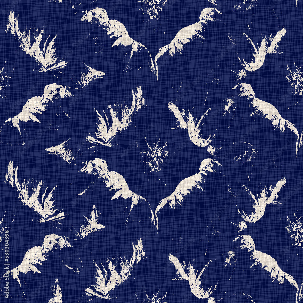 Fotografie Summer indigo batik block print dyed motif seamless pattern