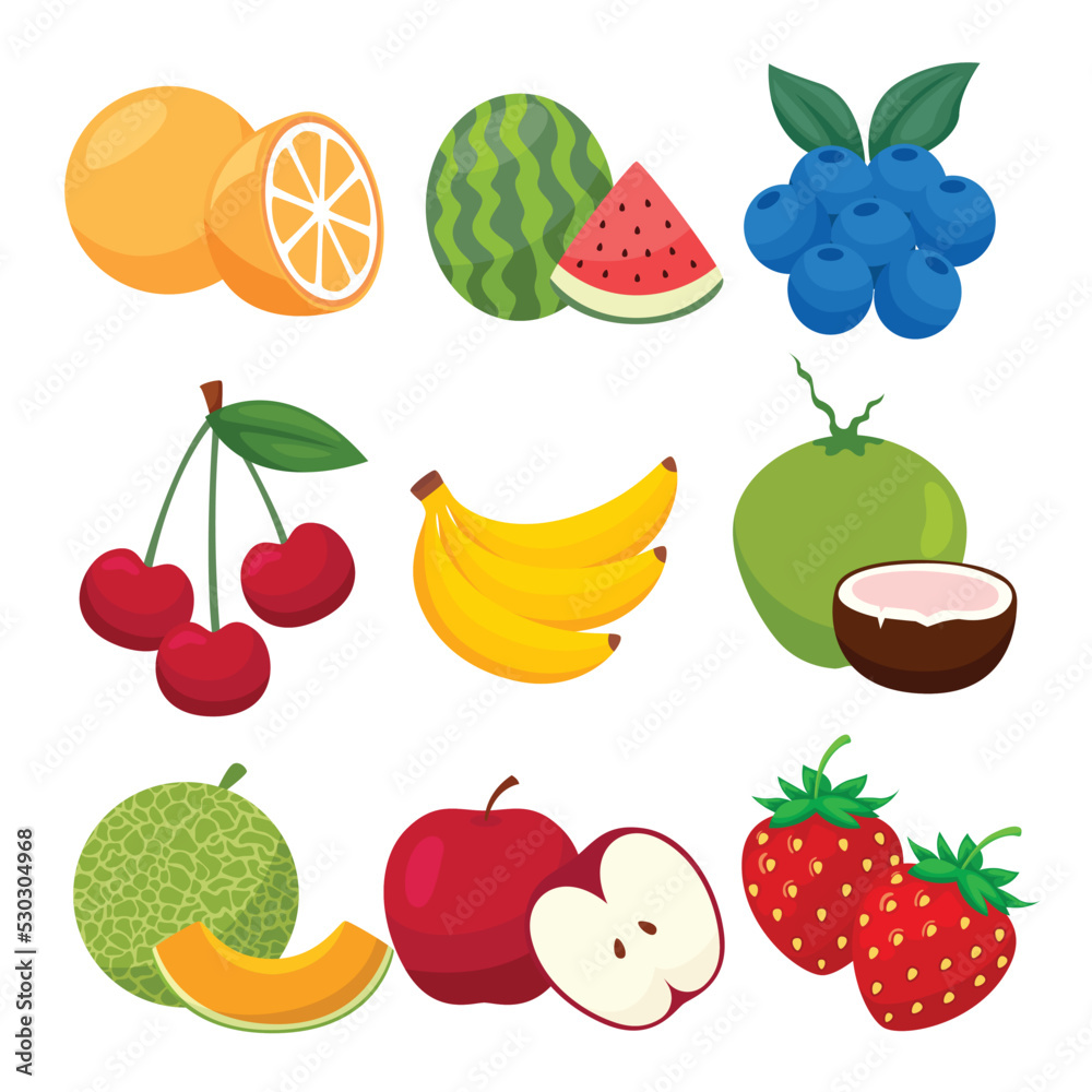 Collection fruit design. Set icon fruit icon design Collection fruit design. Set icon fruit icon design