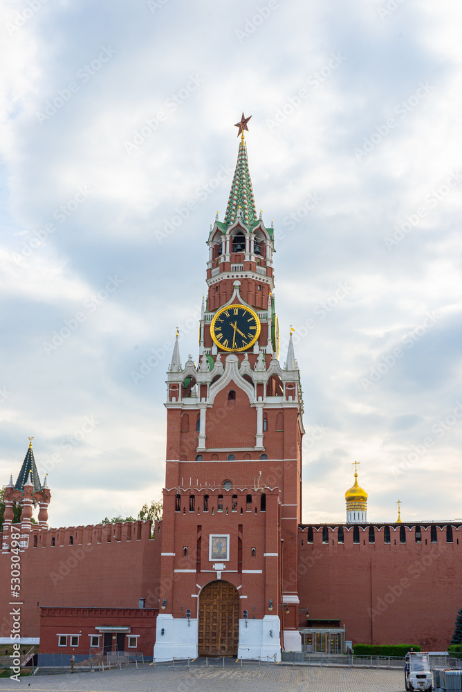 The Spasskaya Tower of the Moscow Kremlin on Red Square. Moscow, Russia