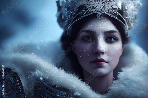 frozen empress snow queen character concept digital illustration, generative ai