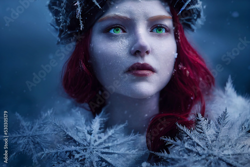 frozen red snow queen character concept digital illustration  created with generative ai