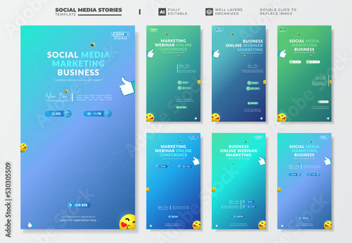 Social media marketing business webinar template for social media stories