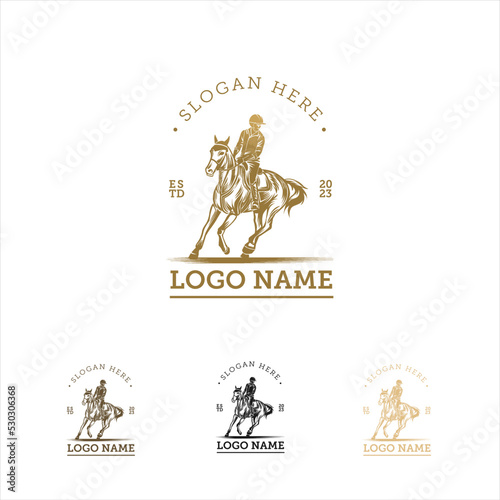 Horse Rider Cool Logo Classic Elegant For Your Company Brand Manly Product With Gold Color