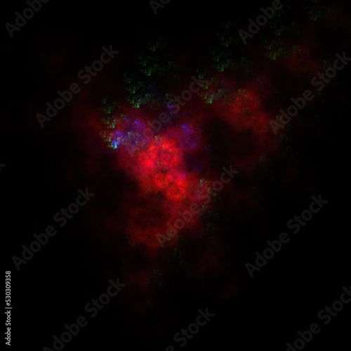 Colorful fractal nebula dust on black background