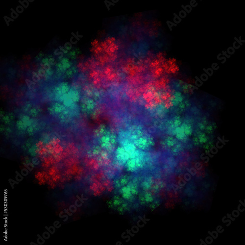 Colorful fractal nebula dust on black background © artistmef