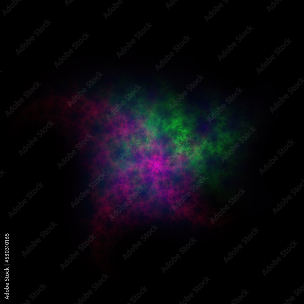 Colorful fractal nebula dust on black background