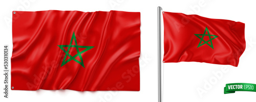 Vector realistic illustration of Moroccan flags on a white background. photo