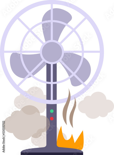 Broken pedestal fan Home Appliance. Vector illustration