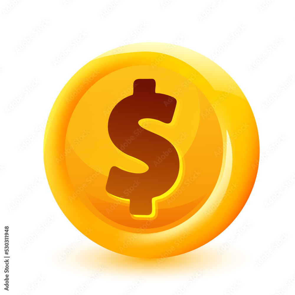 3d cartoon gold coin isolated on white background. 3d cartoon gold coin isolated on white background.