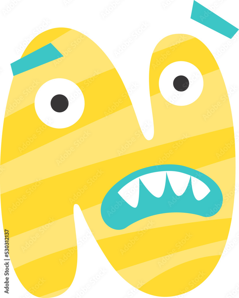 Childish monster N letter. Vector illustration Childish monster N letter. Vector illustration